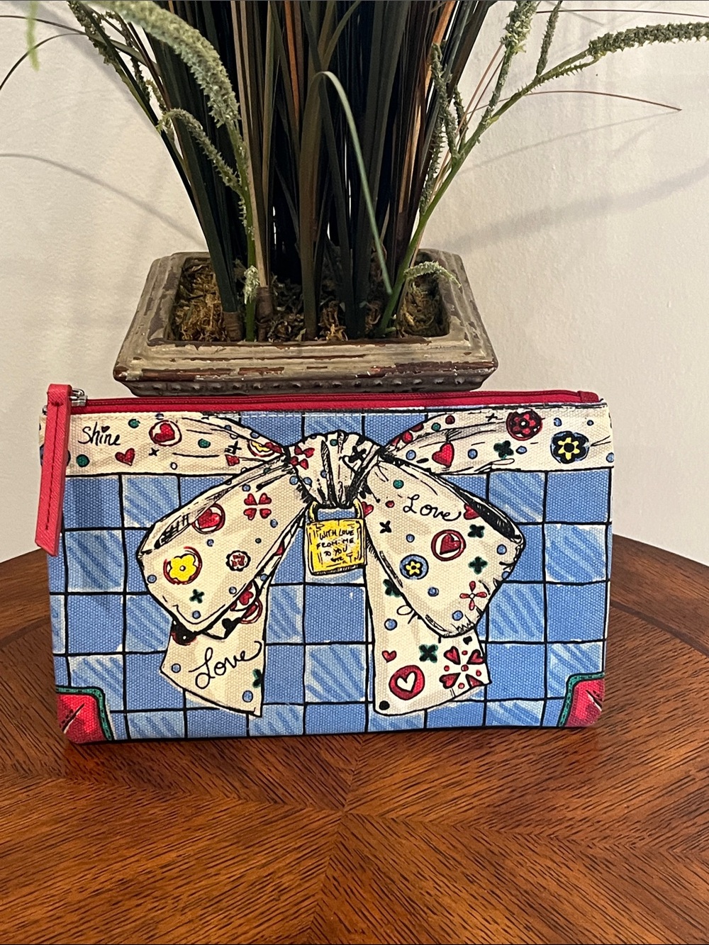 Brighton Bow “With Love From Me To You”Canvas Zipper Cosmetic Case Travel Pouch